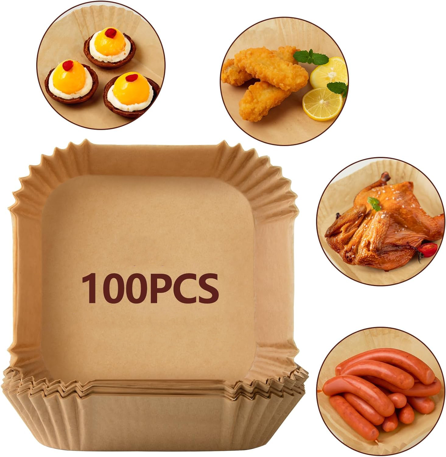 OEM 不沾方形氣炸鍋拋棄式紙內襯,適用於微波爐